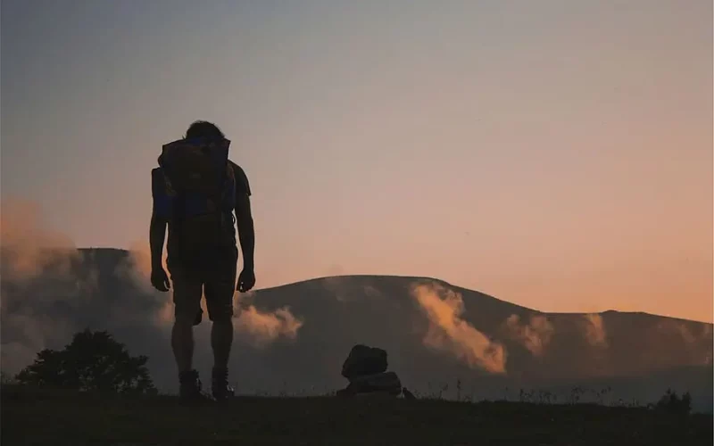 Hiking with a backpack