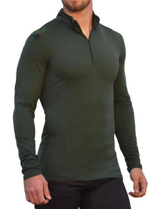 Wsi 1/4 ZIP SET-IN LONGSLEEVE 2-TONE OLIVE/HEXA LARGE - $89.00 at Everest