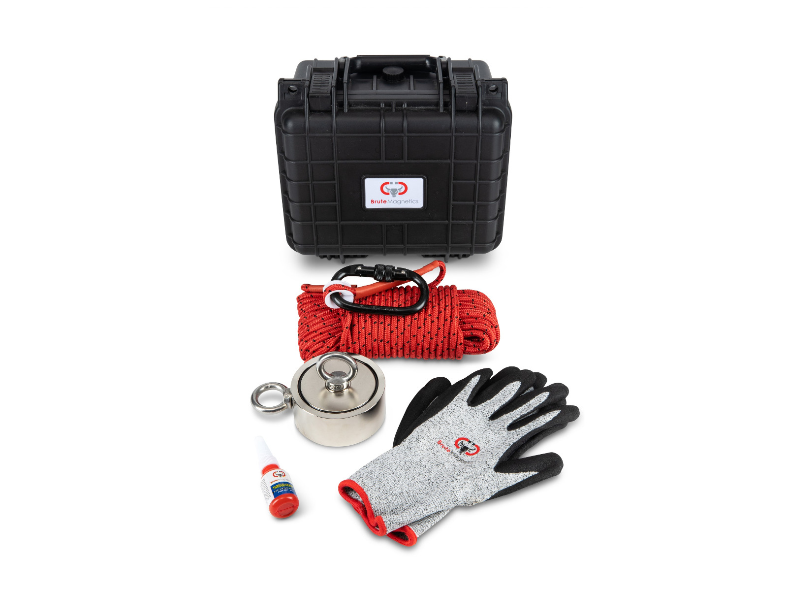 M&M Firearms Brute Box Double Sided 1,200 lb Magnet Fishing Bundle (3.70 Magnet + Rope + Gloves + Carabiner + Threadlocker) - $114.95 at Everest