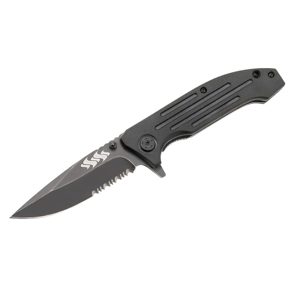 Kuuma 4.5 Serrated Edge Spring Assisted Folding Knife - Stainless Steel