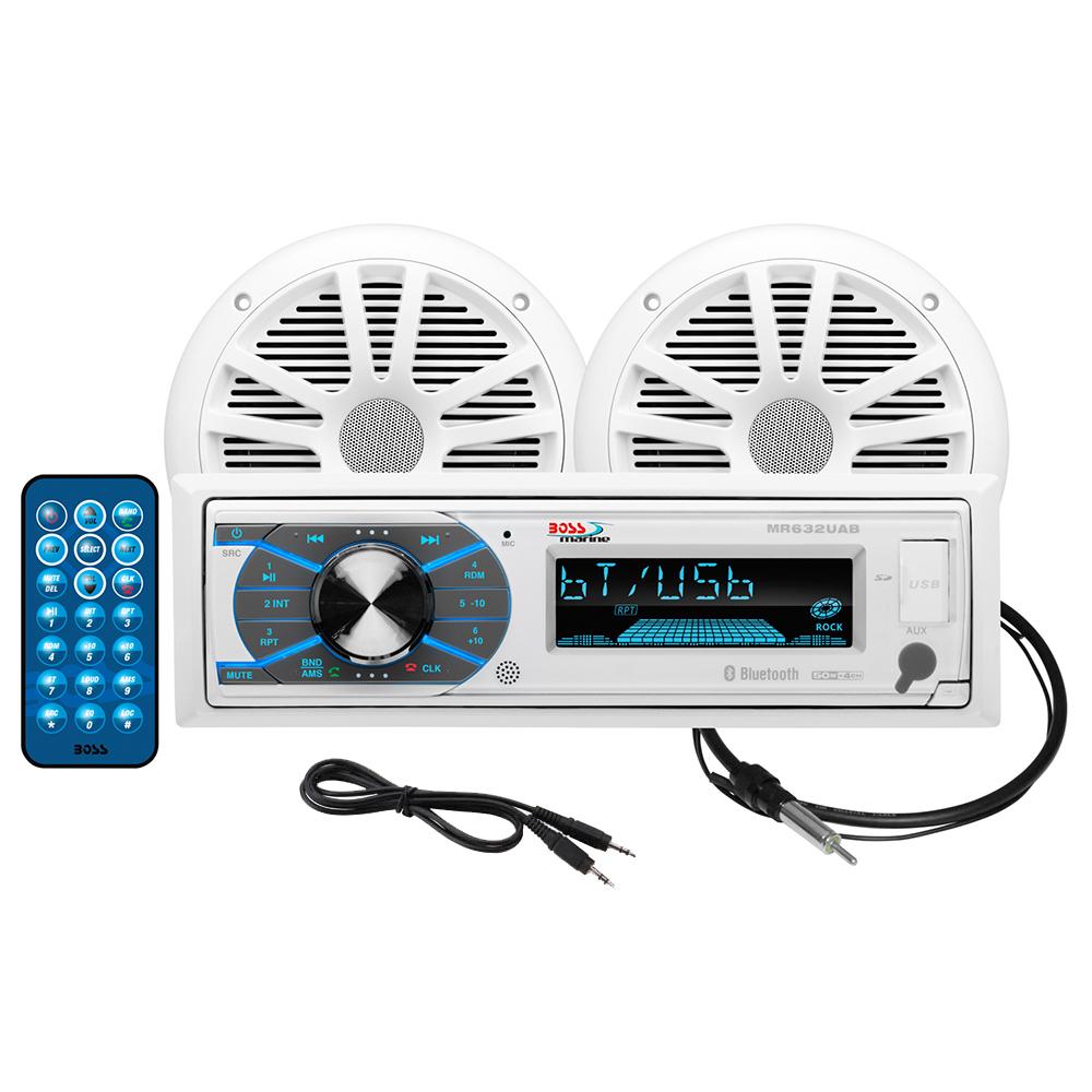 Boss Audio MCK632WB.6 Package w/AM/FM CD Receiver; one Pair of 6.5 Speakers  Antenna