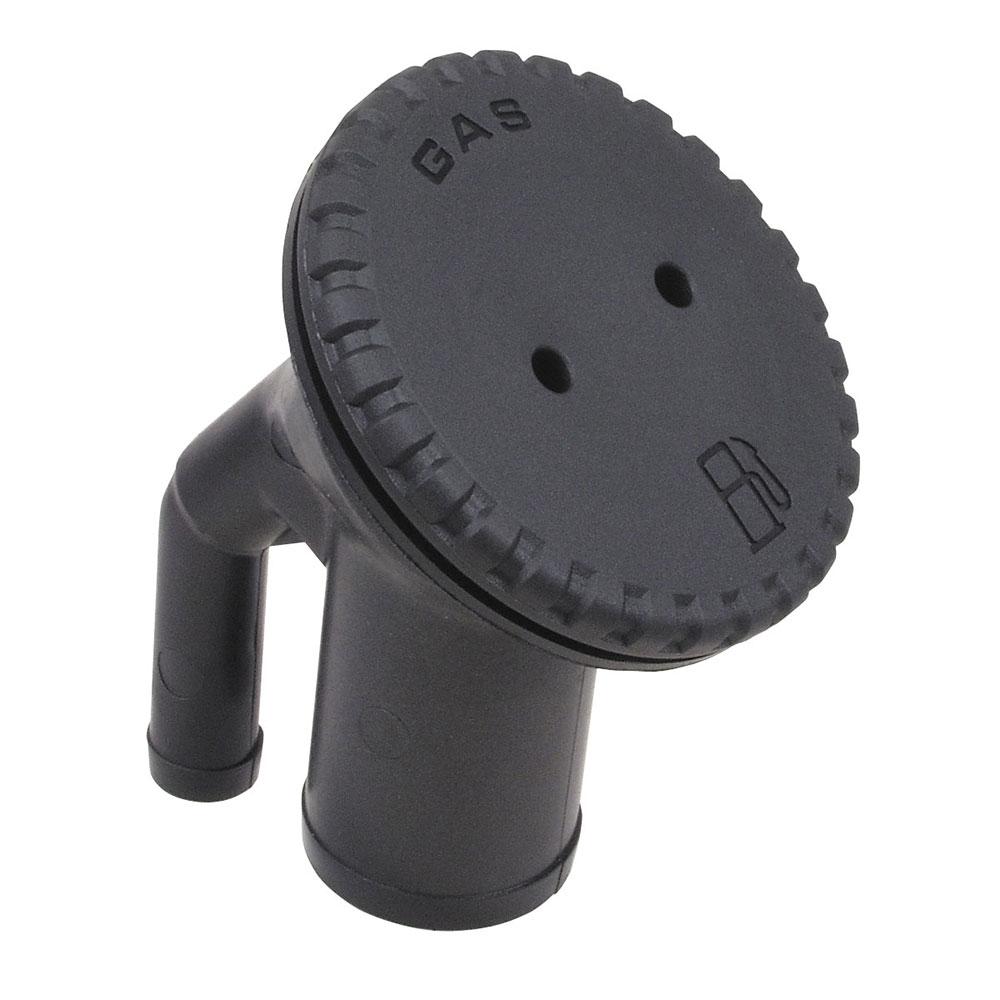 Perko 0542 Vented Fill f/1-1/2 Hose - Angled Neck - Gas - Black