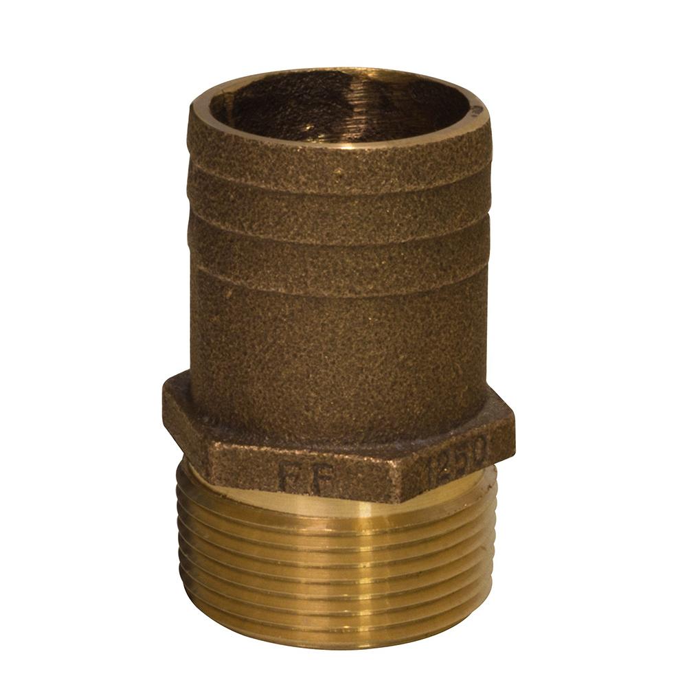 GROCO 1/2 NPT x 3/4 Bronze Full Flow Pipe to Hose Straight Fitting