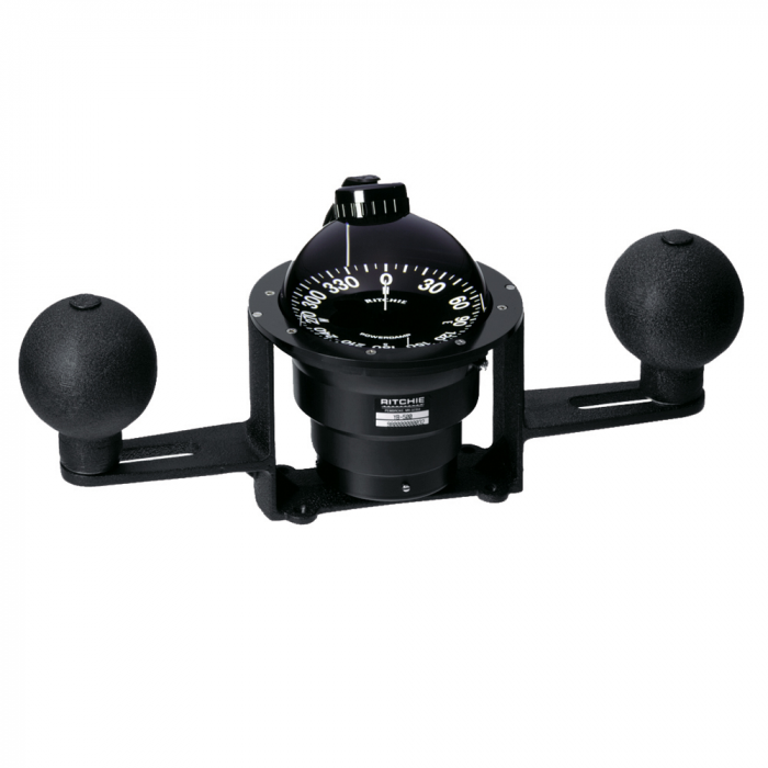 Ritchie YB-600 Globemaster Steel Boat Compass w/5Adeg Card - 12V - Yoke Mounted - Black