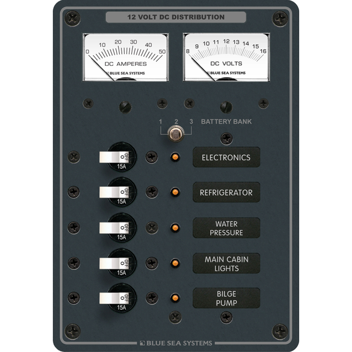 Blue Sea Systems Blue Sea 8081 DC 5 Position Toggle Branch Circuit Breaker Panel - White Switches - $537.02 at Everest