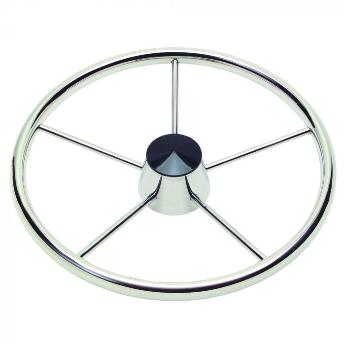 Schmitt & Ongaro Marine Schmitt & Ongaro 170 13.5 Stainless 5-Spoke Destroyer Wheel w/ Black Cap and Standard Rim - Fits 3/4 Tapered Shaft Helm - $116.00 at Everest