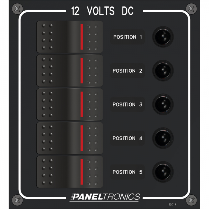 Paneltronics Paneltronics Waterproof Panel - DC 5-Position Illuminated Rocker Switch & Circuit Breaker - $132.51 at Everest
