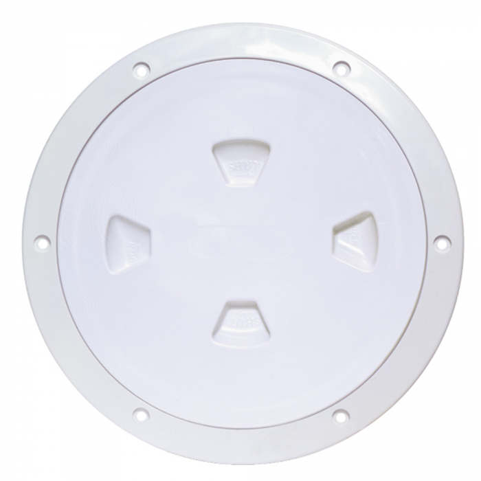 Beckson 8 Smooth Center Screw-Out Deck Plate - White
