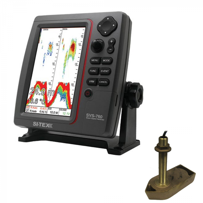 Si-Tex SI-TEX SVS-760 Dual Frequency Sounder 600W Kit w/Bronze Thru-Hull Temp Transducer - 307/50/200T-CX - $1019.00 at Everest
