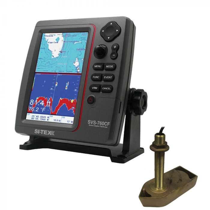 Si-Tex SI-TEX SVS-760CF Dual Frequency Chartplotter/Sounder w/ Navionics+ Flexible Coverage & 307/50/200T 8P Transducer - $1269.00 at Everest