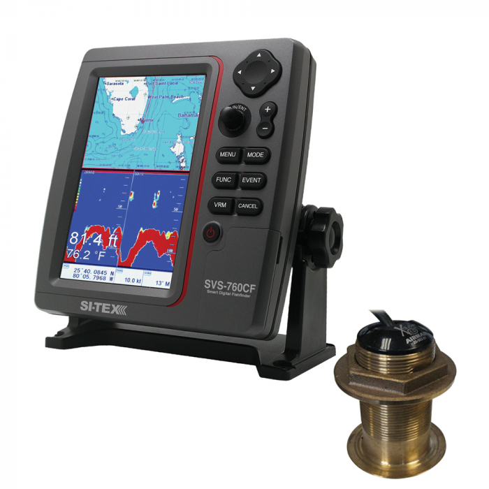 Si-Tex SI-TEX SVS-760CF Dual Frequency Chartplotter/Sounder w/ Navionics+ Flexible Coverage & Bronze 20 Degree Transducer - $1299.00 at Everest
