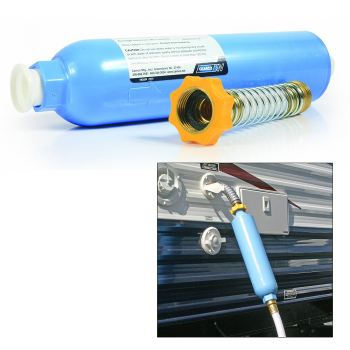 Camco Camco TastePURE KDF/Carbon Water Filter w/Flexible Hose Protector - $34.99 at Everest