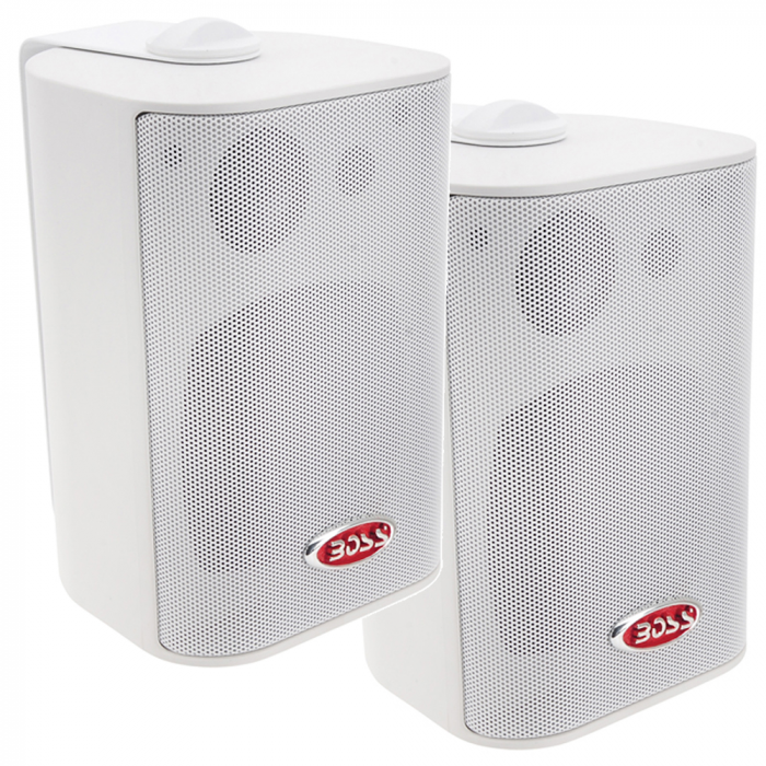 Boss Audio MR4.3W 4 3-Way Marine Box Speakers (Pair) - 200W - White