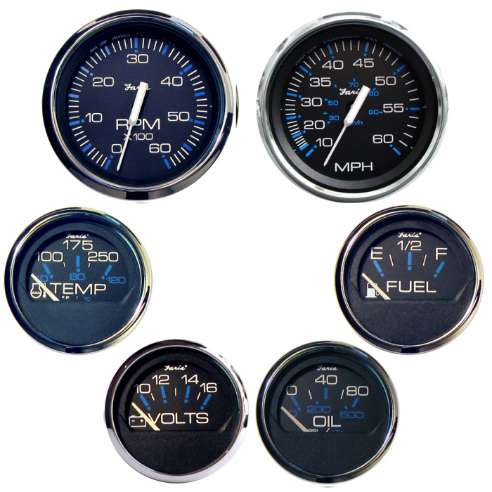 Faria Beede Instruments Faria Chesapeake Black SS Boxed Set - Inboard Motors - $329.99 at Everest