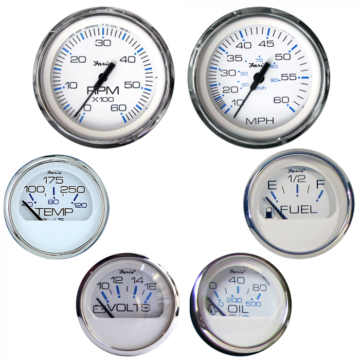 Faria Beede Instruments Faria Chesapeake White SS Boxed Set - Inboard Motors - $329.99 at Everest