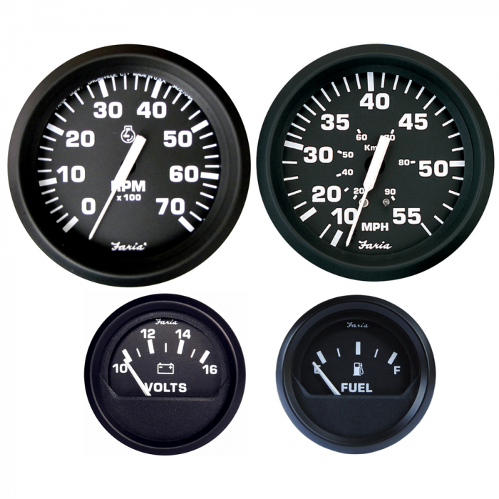 Faria Beede Instruments Faria Euro Black Boxed Set - Outboard Motors - $259.99 at Everest