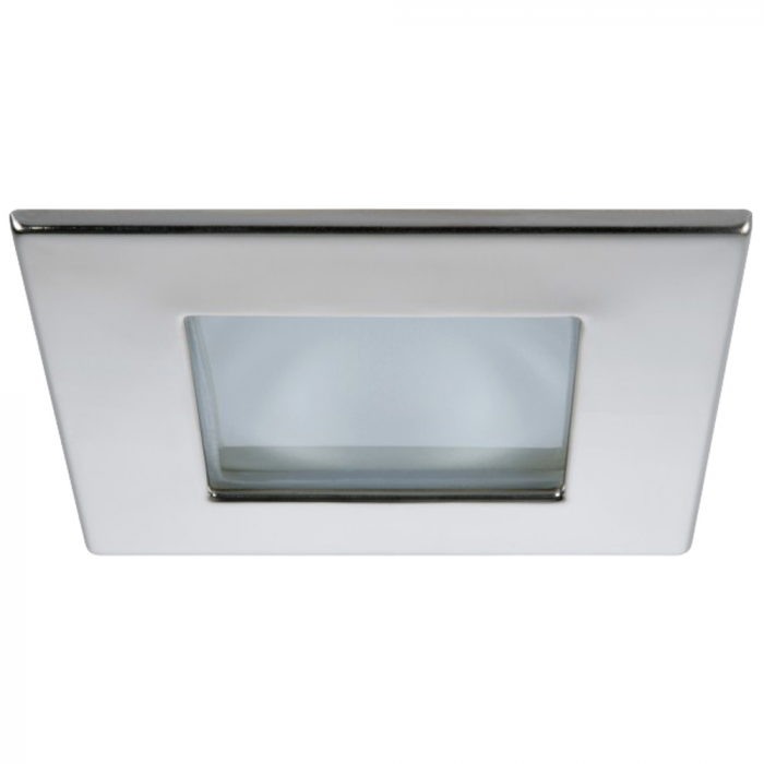 Quick Marina XP Downlight LED - 4W, IP66, Spring Mounted - Square Stainless Bezel, Square Warm White Light