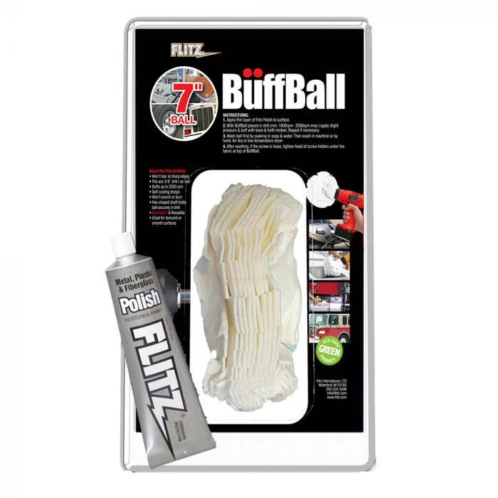 Flitz Buff Ball - Extra Large 7 - White w/1.76oz Tube Flitz Polish