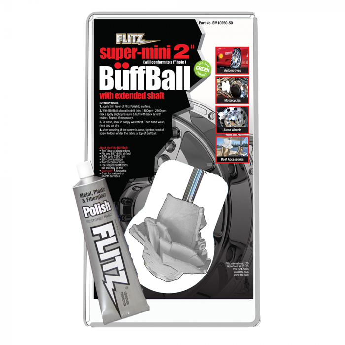 Flitz Buff Ball - Super Mini 2 - White w/1.76oz Tube Flitz Polish