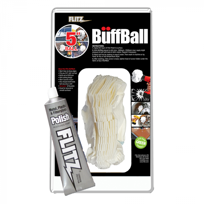 Flitz Buff Ball - Large 5 - White w/1.76oz Tube Flitz Polish