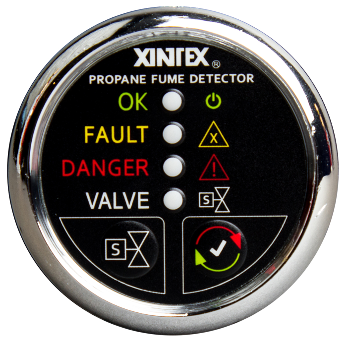Fireboy-Xintex Xintex Propane Fume Detector w/Plastic Sensor & Solenoid Valve - Chrome Bezel Display - $495.00 at Everest