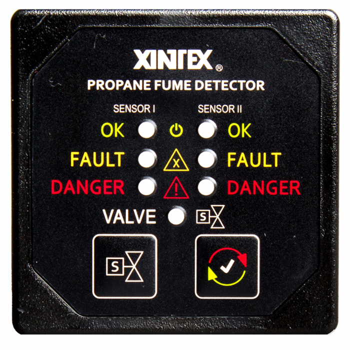 Fireboy-Xintex Xintex Propane Fume Detector & Alarm w/2 Plastic Sensors & Solenoid Valve - Square Black Bezel Display - $705.00 at Everest