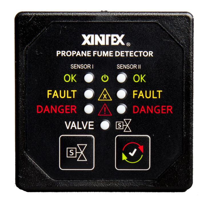 Fireboy-Xintex Xintex Propane Fume Detector w/2 Plastic Sensors - No Solenoid Valve - Square Black Bezel Display - $635.00 at Everest