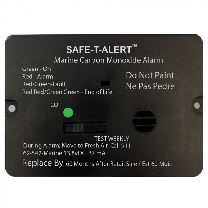 Safe-T-Alert Safe-T-Alert 62 Series Carbon Monoxide Alarm w/Relay - 12V - 62-542-R-Marine - Flush Mount - Black - $99.95 at Everest
