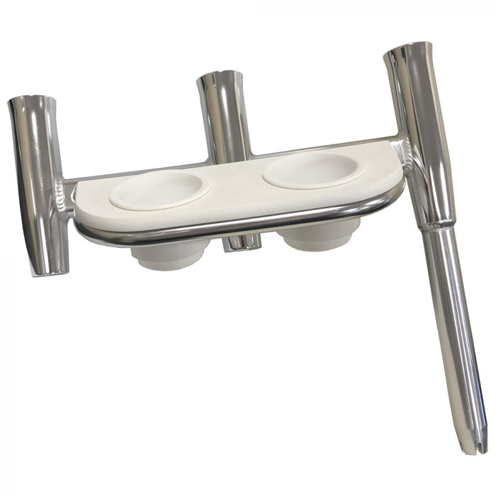 Tigress Tigress Offset Triple Rod Holder w/Cup Holders - Port Side - Polished Aluminum - $322.99 at Everest