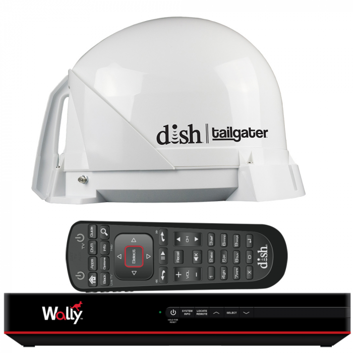KING DISHA(R) TailgaterA(R) Satellite TV Antenna Bundle w/DISHA(R) WallyA(R) HD Receiver & Cables