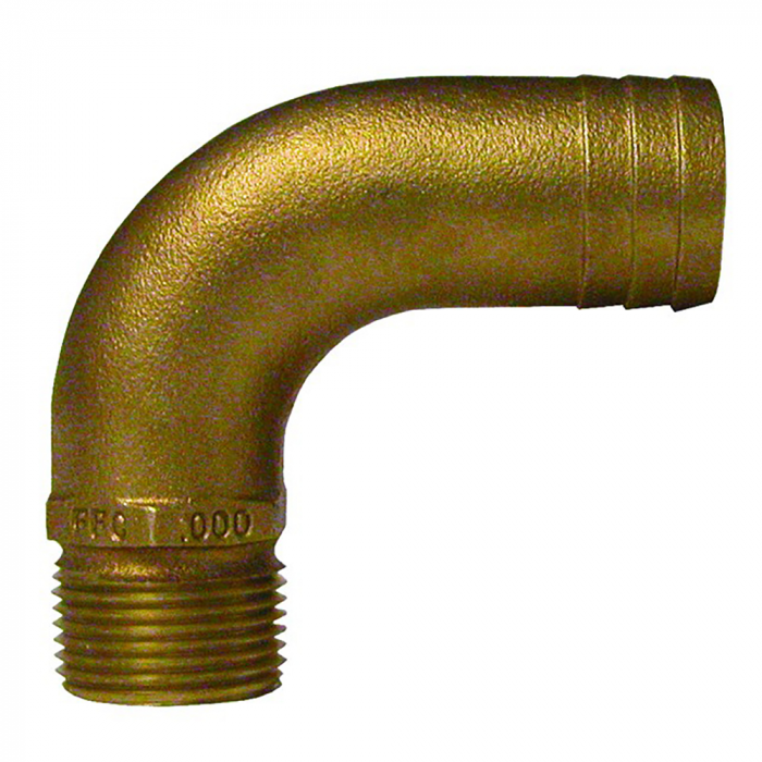 GROCO 1-1/4 NPT x 1-1/2 ID Bronze Full Flow 90Adeg Elbow Pipe to Hose Fitting