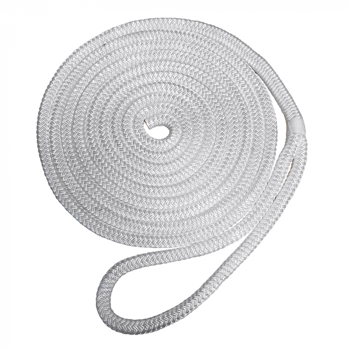Robline Premium Nylon Double Braid Dock Line - 3/8 x 15' - White