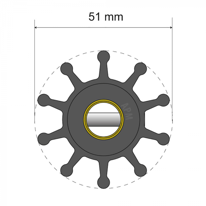 Albin Pump Premium Impeller Kit - 51 x 12.7 x 22mm - 10 Blade - Pin Insert