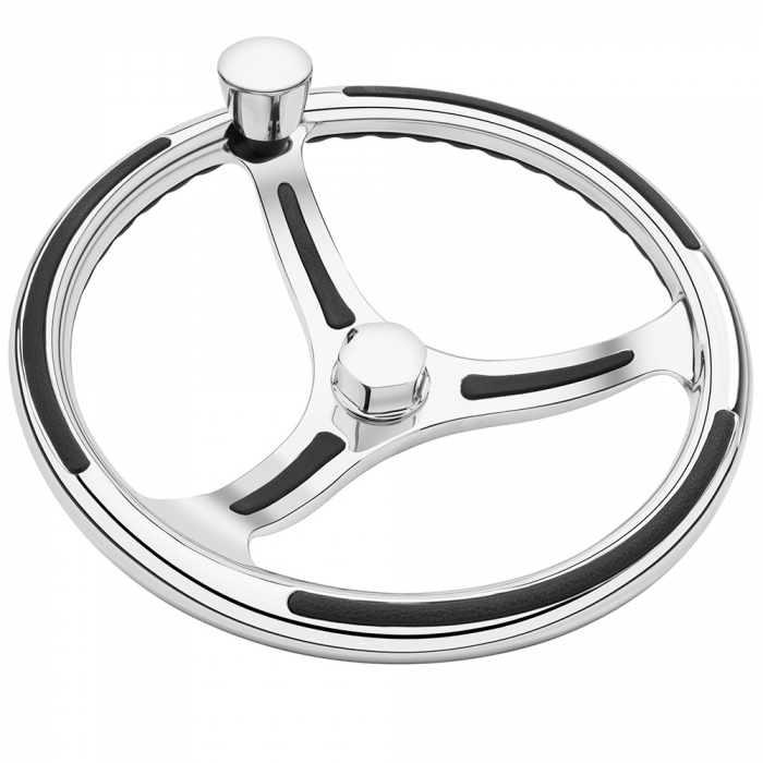 Schmitt & Ongaro Marine Schmitt & Ongaro 740 Primus Wheel 13.5 Stainless Steel 3/4 Tapered Shaft w/Knob Finger Grips & Black Inserts - $674.90 at Everest