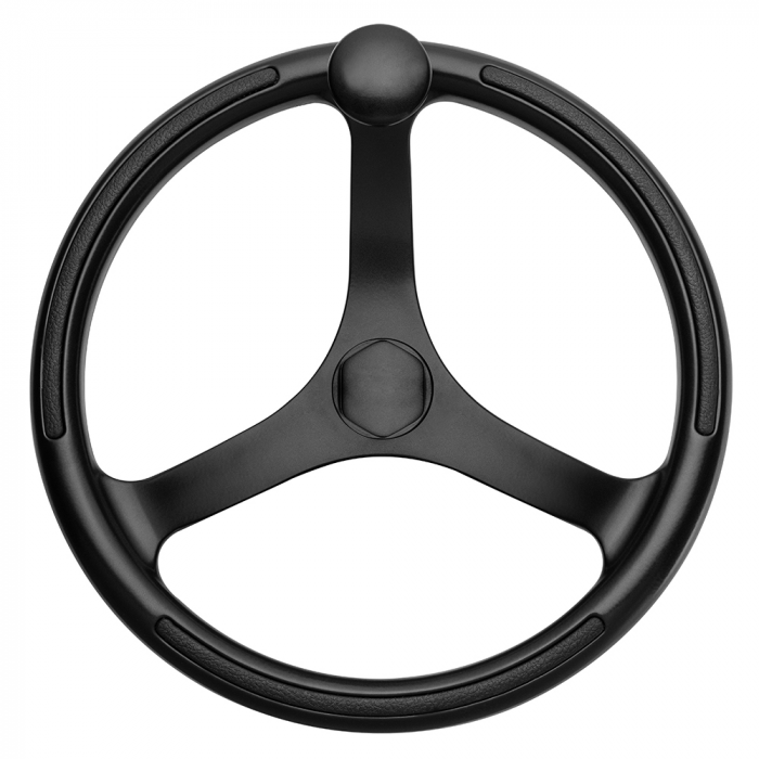 Schmitt & Ongaro Marine Schmitt & Ongaro Primus Wheel 13.5 Black 3/4 Tapered Shaft w/Knob Finger Grips - Black Powder Coat - $853.80 at Everest
