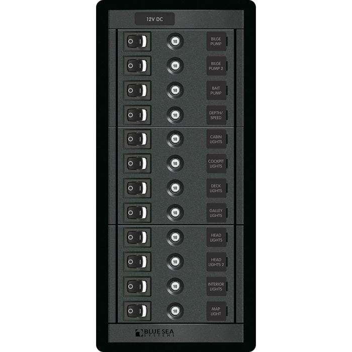 Blue Sea Systems Blue Sea 1461 12 Position Circuit Breaker Panel - 12V - 120A - $403.06 at Everest