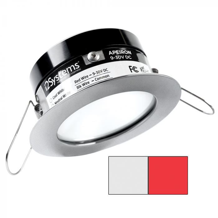 I2Systems Inc i2Systems Apeiron PRO A503 - 3W Spring Mount Light - Round - Cool White & Red - Brushed Nickel Finish - $139.50 at Everest