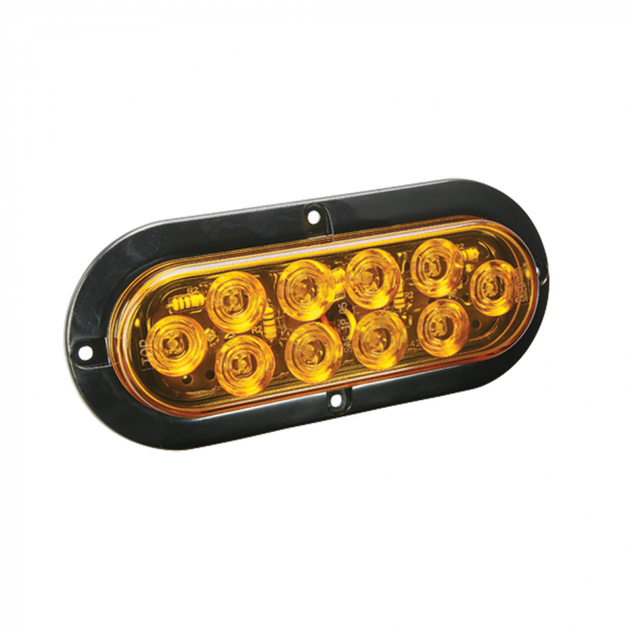 Wesbar LED Waterproof 6 Oval Surface Flange Mount Tail Light - Amber w/Black Flange Base