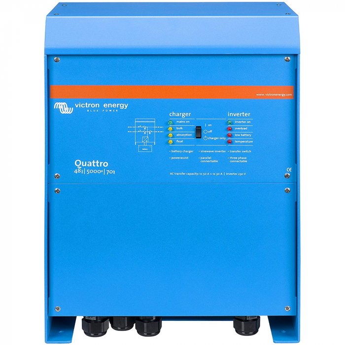 Victron Energy Victron Quattro Inverter/Charger 48V DC - 5000VA - Dual 100A 120VAC Inputs - Auto Transfer Switch - 70AMP Charger - $3235.00 at Everest