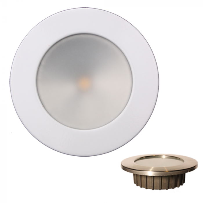 Lunasea Lighting Lunasea "ZERO EMI" Recessed 3.5" LED Light - Warm White w/White Stainless Steel Bezel - 12VDC - $101.99 at Everest