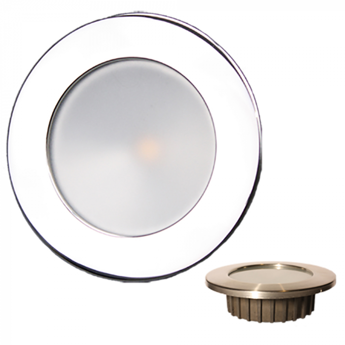 Lunasea Lighting Lunasea Gen3 Warm White, RGBW Full Color 3.5" IP65 Recessed Light w/Polished Stainless Steel Bezel - 12VDC - $112.99 at Everest