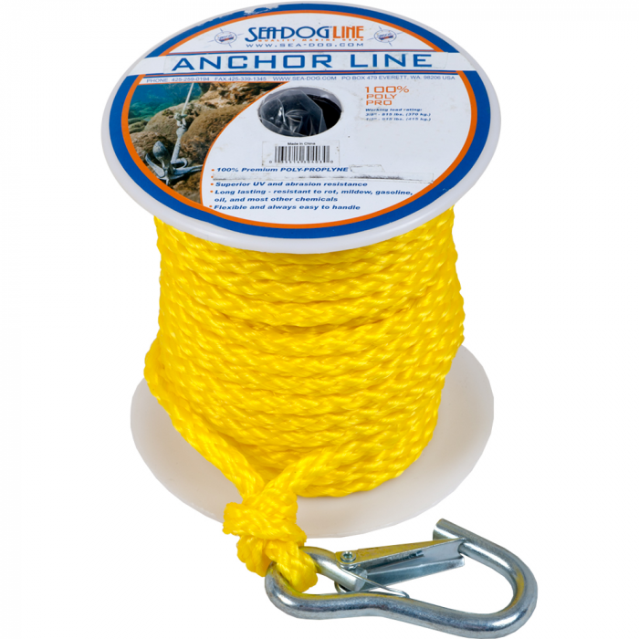 Sea-Dog Sea-Dog Poly Pro Anchor Line w/Snap - 3/8 x 100' - Yellow - $40.00 at Everest