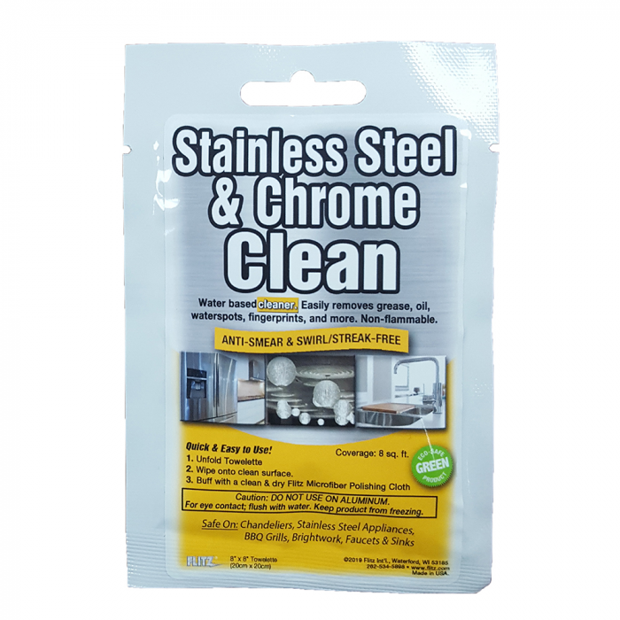 Flitz Flitz Stainless Steel & Chrome Cleaner Degreaser 8 x 8 Towelette Packet - $4.99 at Everest
