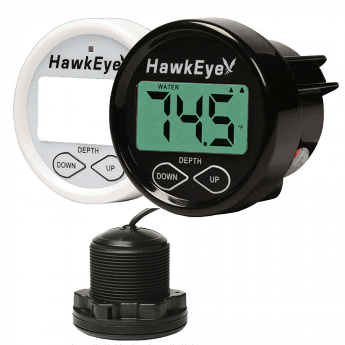 Hawkeye Depth Trax 2BX Dash Digital Depth & Temp Gauge - Thru-Hull