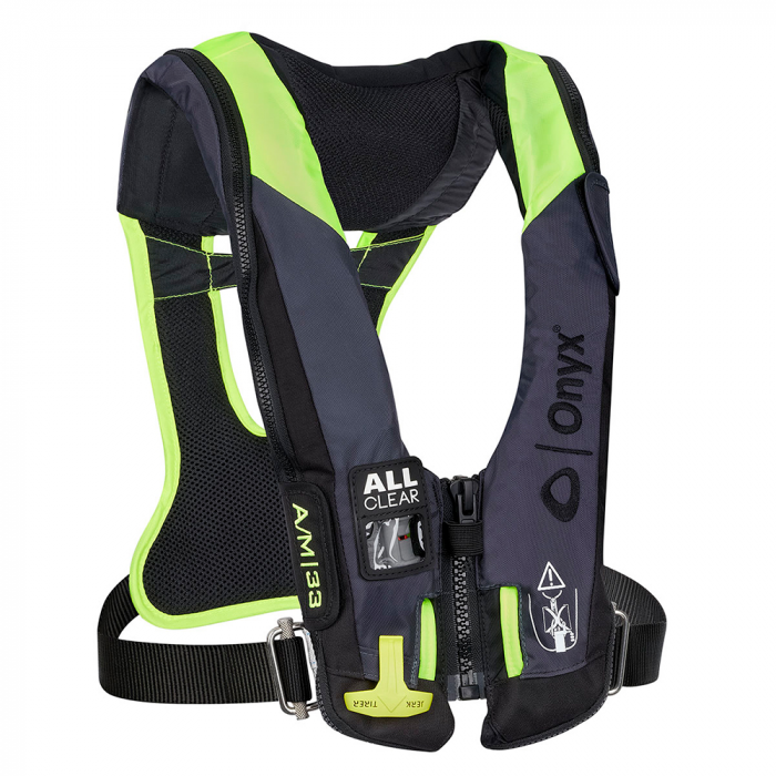 Onyx Outdoor Onyx Impulse A/M 33 All Clear w/Harness Auto/Manual Inflatable Life Jacket - Grey - $399.99 at Everest