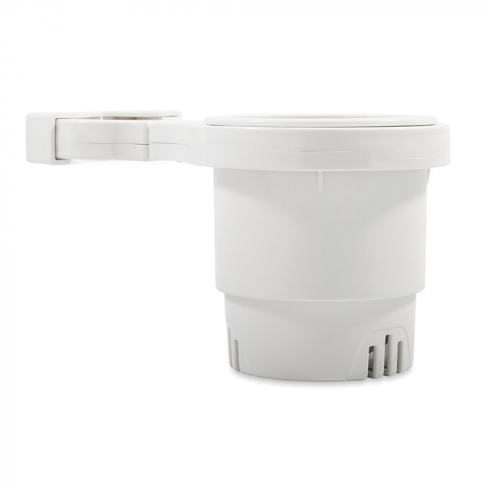 Camco Clamp-On Rail Mounted Cup Holder - Small for Up to 1-1/4 Rail - White