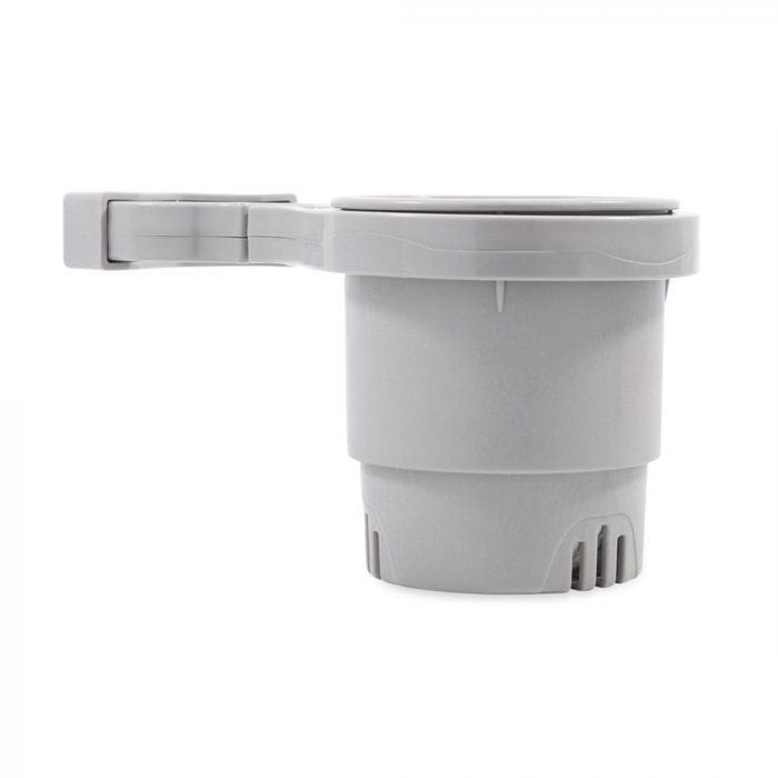 Camco Clamp-On Rail Mounted Cup Holder - Small for Up to 1-1/4 Rail - Grey