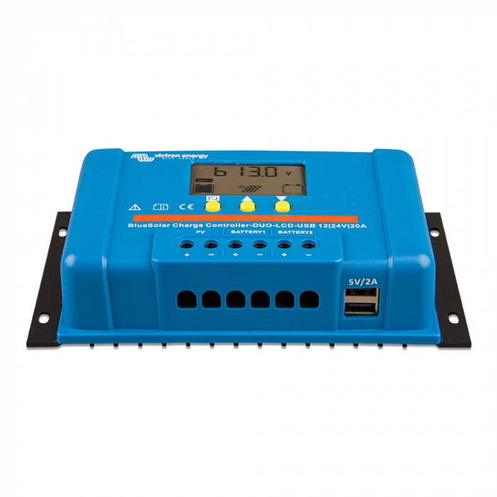 Victron Energy Victron BlueSolar PWM Charge Controller (DUO) LCD & USB Charge Control - 12/24VDC - 20A - $95.00 at Everest