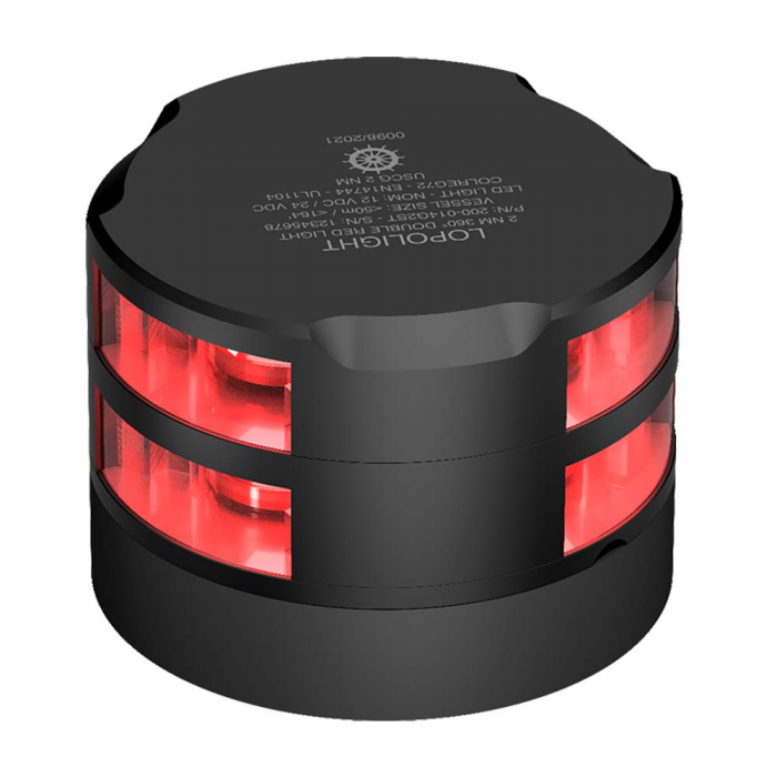 Lopolight Lopolight 360Adeg Red Double Stacked Navigation Light - 2nm - 0.7M Cable - Black Housing - $1055.90 at Everest