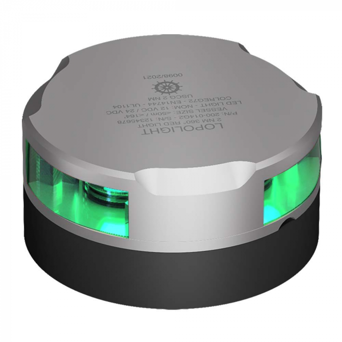 Lopolight Lopolight 360Adeg Navigation Light - 2nm f/Vessels Up To 164'(50M) - 30M Cable - Green w/Silver Housing - $798.36 at Everest